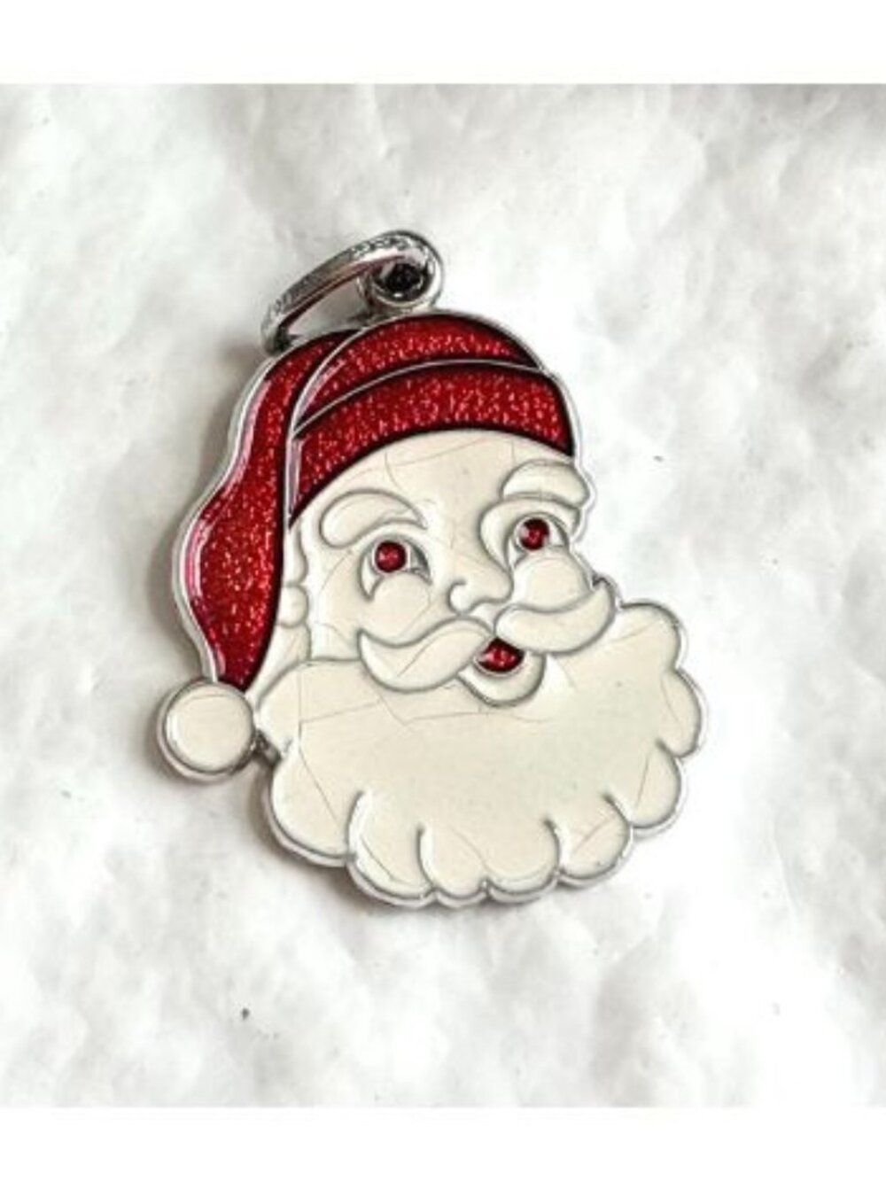 Santa Claus Enameled Sterling Silver 925 Tiny Vintage Pendant | Charm